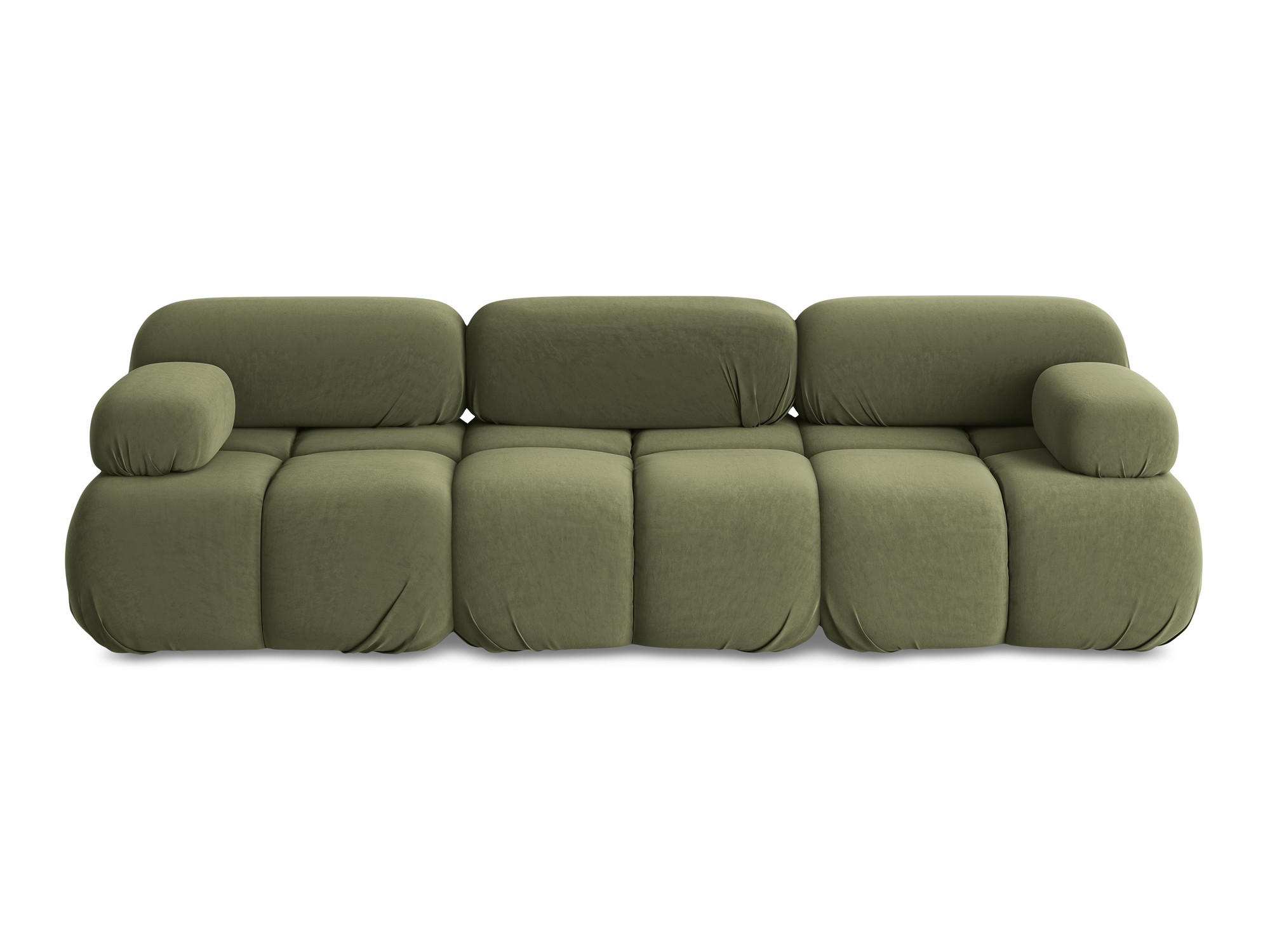 3-SITZER SOFA Samt Stoff Grün - Schwarz/Olivgrün, Kunststoff/Textil (285/70/96cm) - Makamii