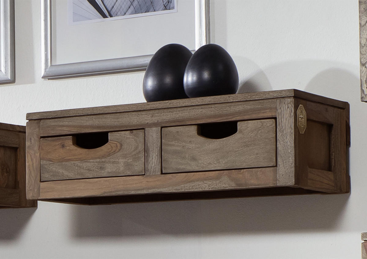 NATURE GREY Wandelement #063 Sheesham - Grau, Holz (66/20/25cm) - Massivmoebel24