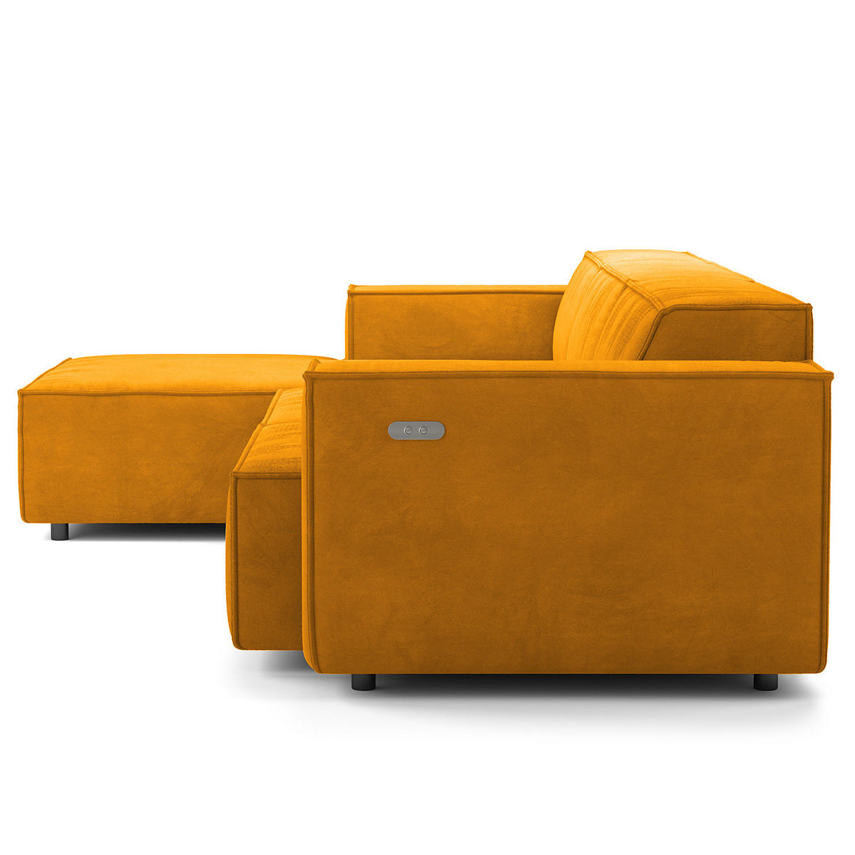 ECKSOFA mit Longchair - Gelb/Schwarz, Kunststoff/Textil (294/177cm) - home24