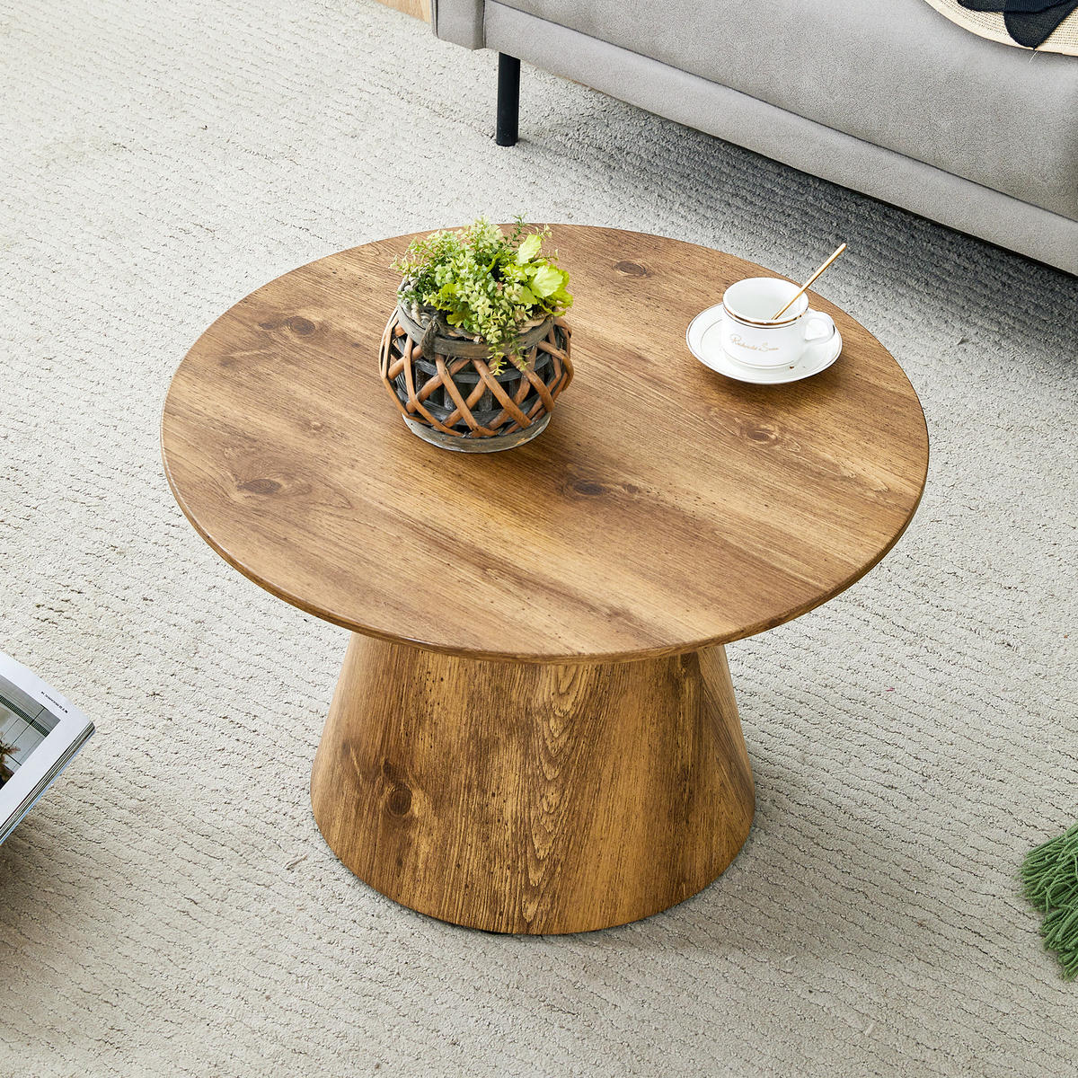 COUCHTISCH rund 60/60/35 cm Wood aus MDF in Echtholzoptik pflegeleicht - Naturfarben, Holzwerkstoff (60/60/35cm) - OKWISH