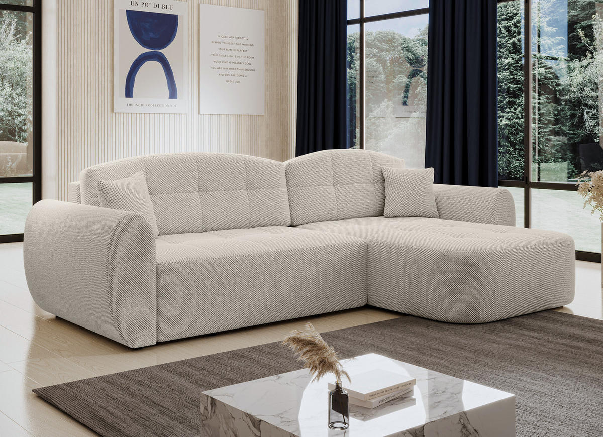 ECKSOFA L Form Nubio Beige 282/170/91 cm – modernes Sofa fürs Wohnzimmer - Beige/Schwarz, Kunststoff/Textil (282/170cm) - AX Living