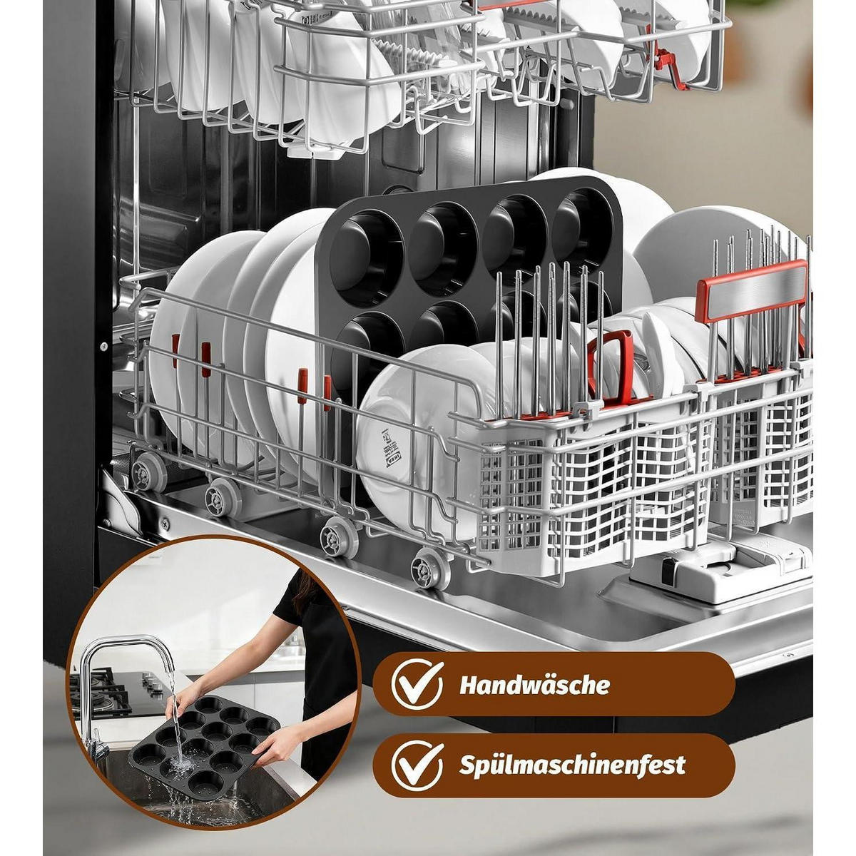 MUFFINBACKFORM 2-teiliges Set Silikon mit Metallrahmen 24 Löcher 32 x 24 cm schwarz - Schwarz, Kunststoff (23.7/3/32cm)