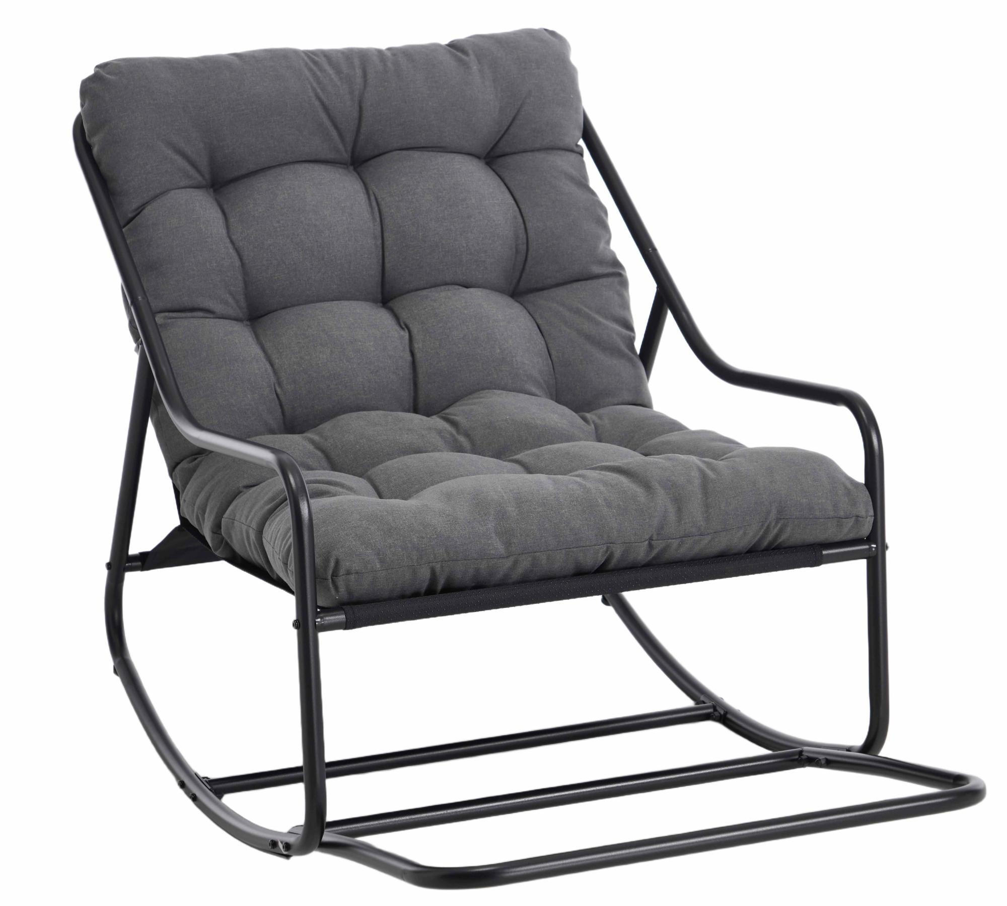 SCHAUKELSTUHL,SCHAUKELSESSEL mit Fußstütze, gepolstertem Kissen,Polyester,Grau - Grau, Kunststoff/Metall (75/82/116cm) - LVHOM