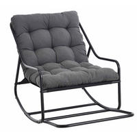 SCHAUKELSTUHL,SCHAUKELSESSEL mit Fußstütze, gepolstertem Kissen,Polyester,Grau - Grau, Kunststoff/Metall (75/82/116cm) - LVHOM