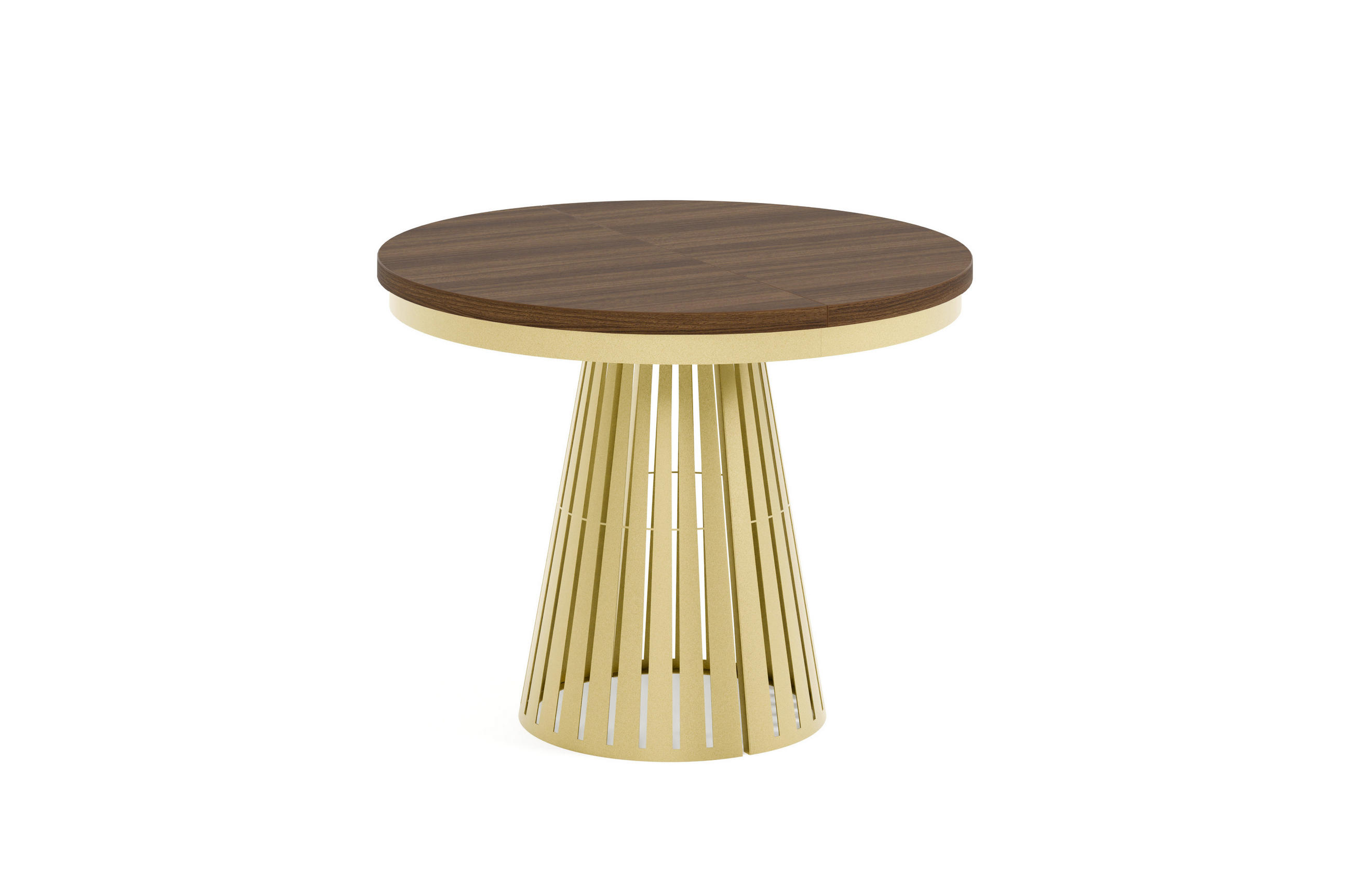 ESSTISCH Cone Bis - Goldfarben/Haselnussfarben, Holzwerkstoff/Metall (100/100/76cm) - Meblini