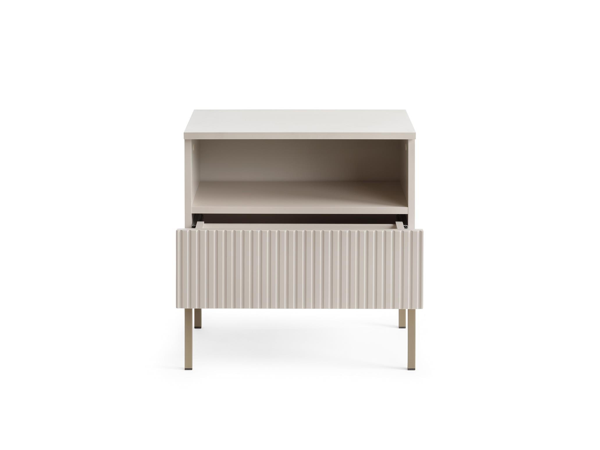 NACHTTISCH Sentino Kaschmir, mit Schublade und LED - Kaschmir, Holzwerkstoff/Metall (54/56/39cm) - Bettso