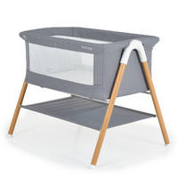 BEISTELLBETT Kalinihta hellgrau 90 x 53 cm, Matratze, Moskitonetz, rutschfeste Füße, Ablagefläche - Grau, Metall (48/79cm) - Moni