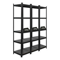 SCHWERLASTREGAL Ragnar All Black Series 3er-Set mit 3x 180x45x45 cm Fachlast 100 kg Matt Schwarz - Schwarz, Metall (135/180/45cm) - PROREGAL