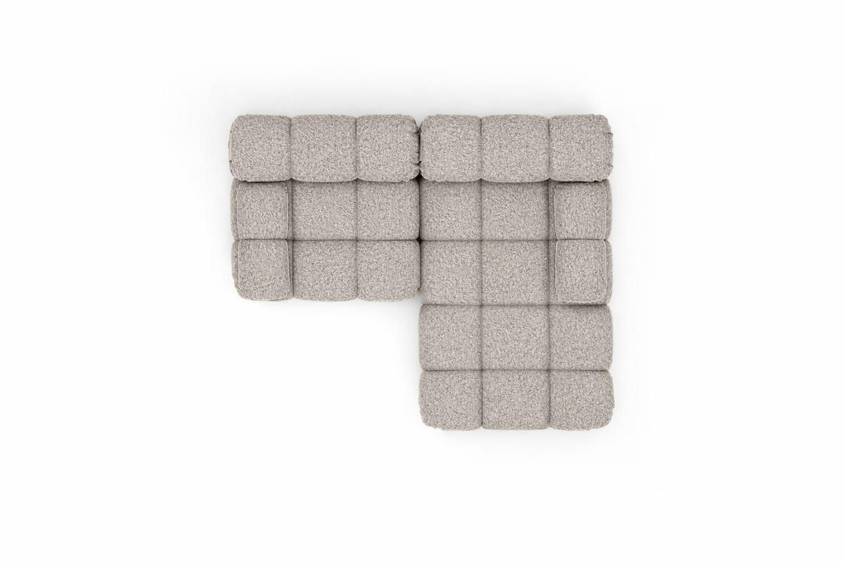 ECKSOFA L-form Mini Modular, Bouclé-Stoff Abriamo, Beige, Rechts, Selia - Beige, Holz (190/160cm) - Kaiser Möbel