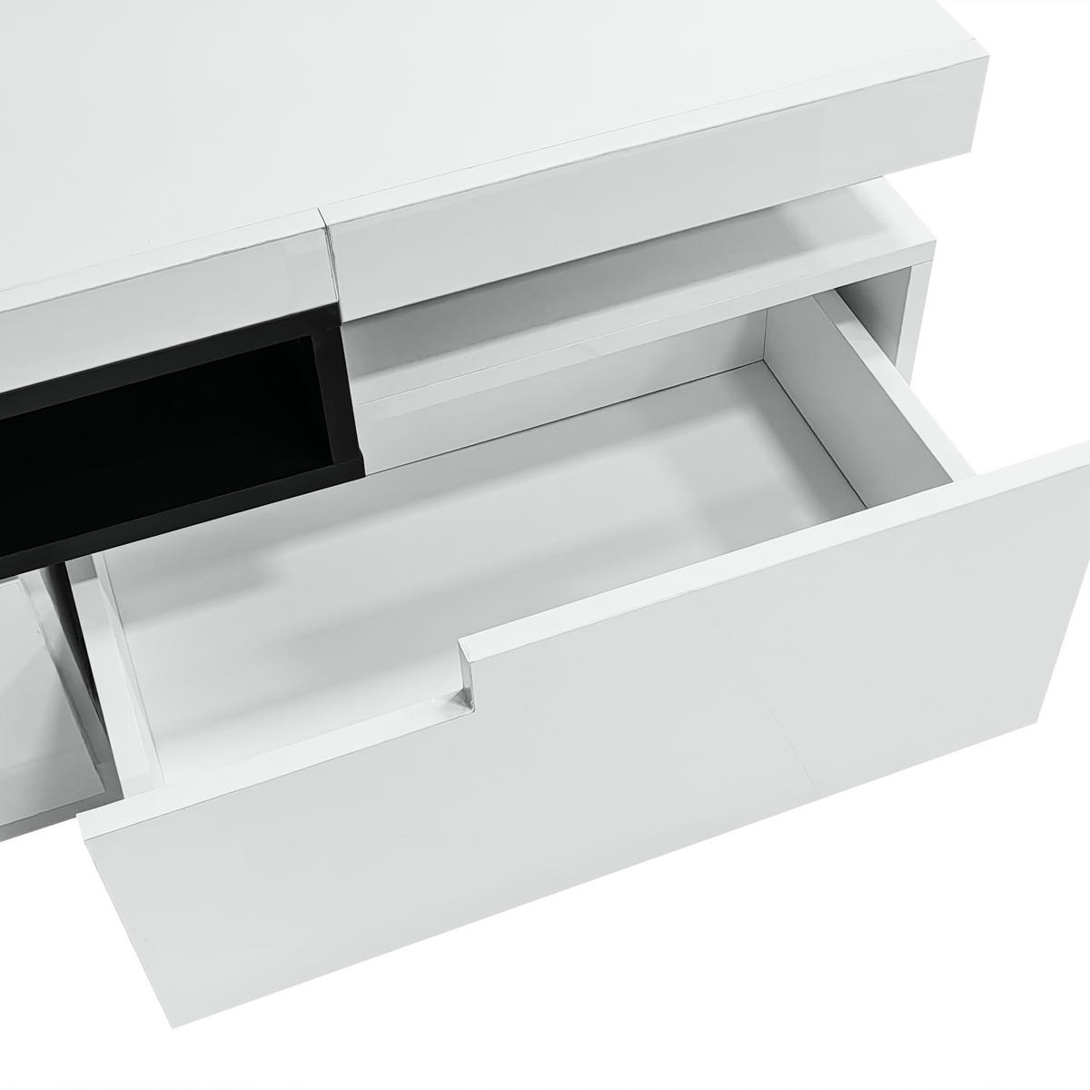 TV-ELEMENT in Weiß TV Schrank mit LED-Beleuchtun,Schubladen,B160/T39/H42cm - Weiß, Holzwerkstoff (160/42/39cm) - STILVORA
