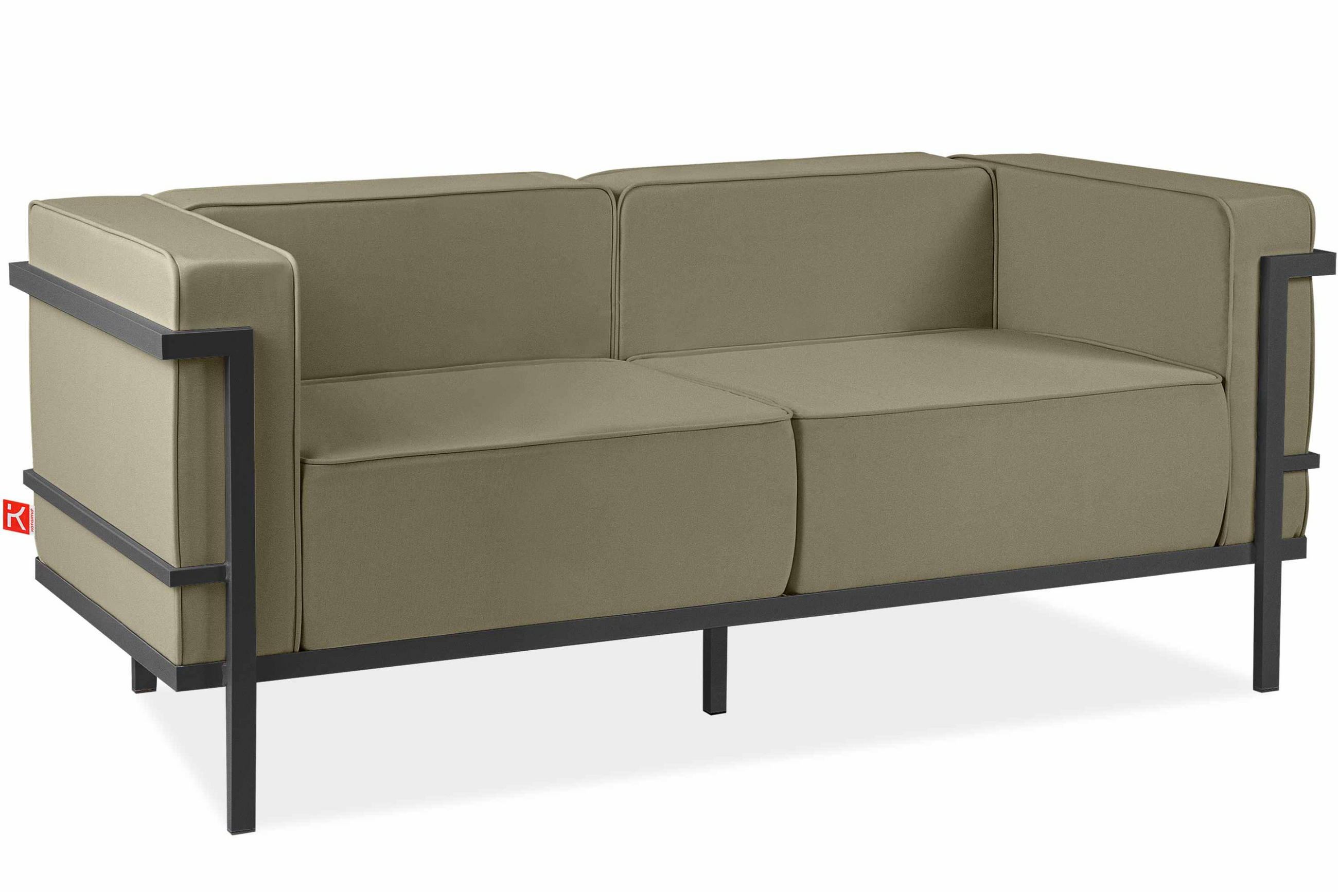 GARTENSOFA TRIGLO 2-Personen, Stahlrahmen, Modern, Dunkelgrau/Beige - Dunkelgrau/Beige, Textil/Metall (164/70/69cm) - KONSIMO®