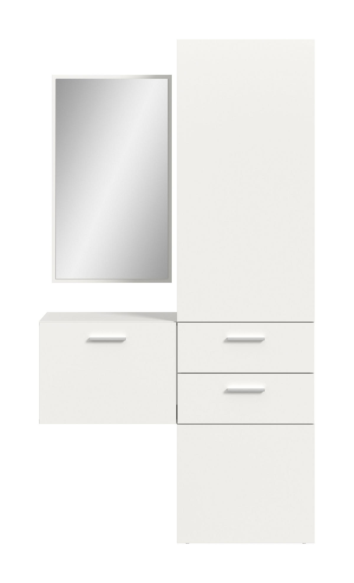 GARDEROBEN-SET VAGA 3-tlg. (B/H/T: ca. 104/190/36 cm) in weiß/weiß - Weiß, Holzwerkstoff (104/190/36cm)
