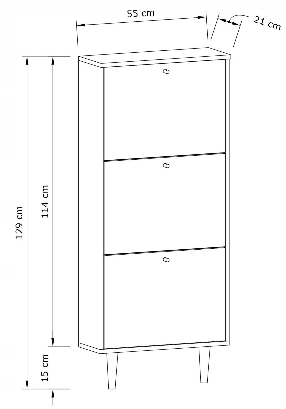 SCHUHSCHRANK Behamo 530 Schwarz 55/21/129 cm - Schwarz, Holzwerkstoff (55/129/21cm) - Matkam Möbel
