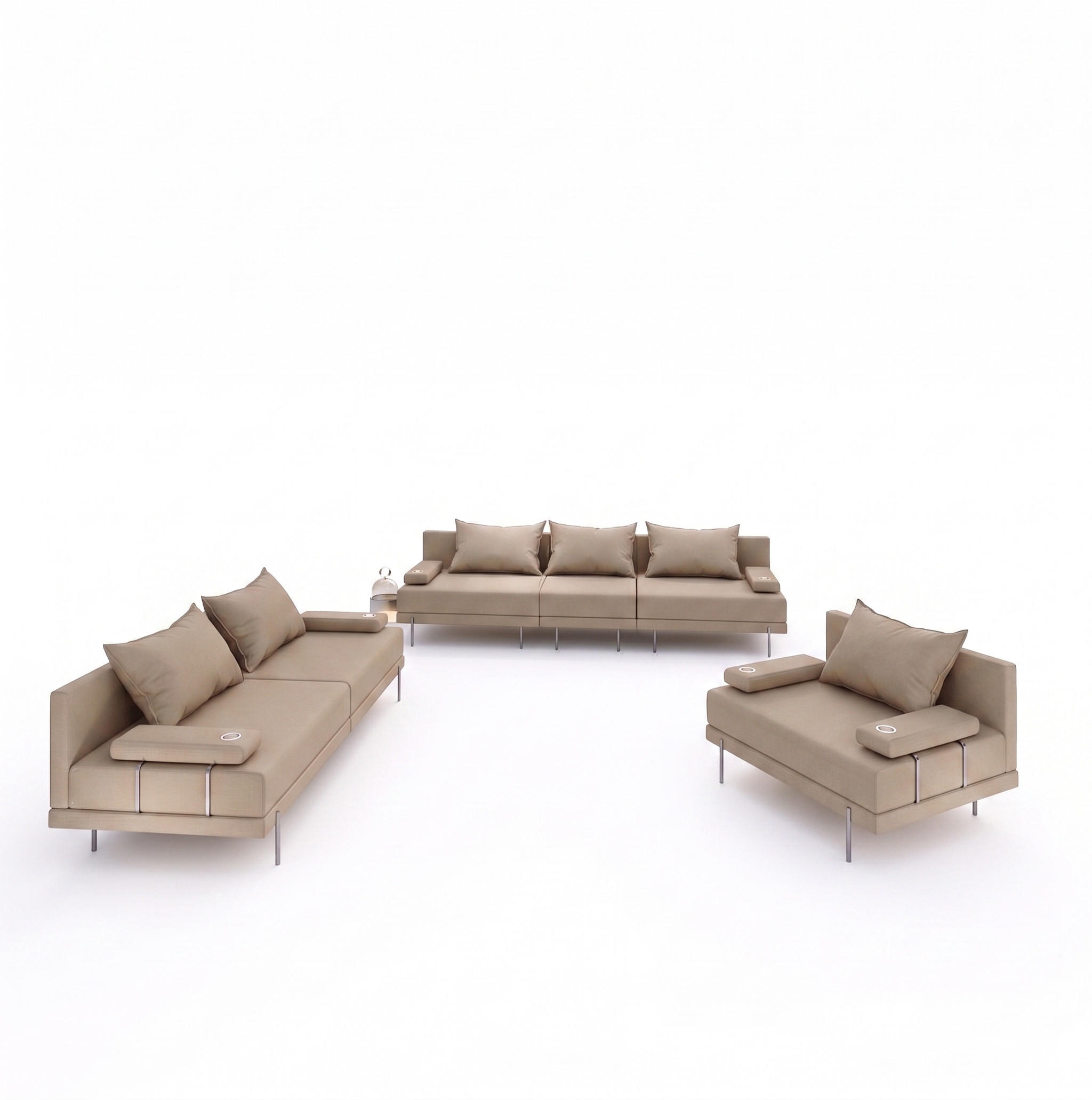 GARTENMÖBEL Set BAHAMA - 6 Personen - Wetterfeste Balkonmöbel & Terrassenmöbel Außen - Moderne Lounge Möbel für Garten - Terrasse - Beige - Beige, Kunststoff - Trada