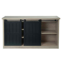 SIDEBOARD Buche Dekor, Schwarz - Buchefarben/Schwarz, Holz (150/84/40cm) - MCW