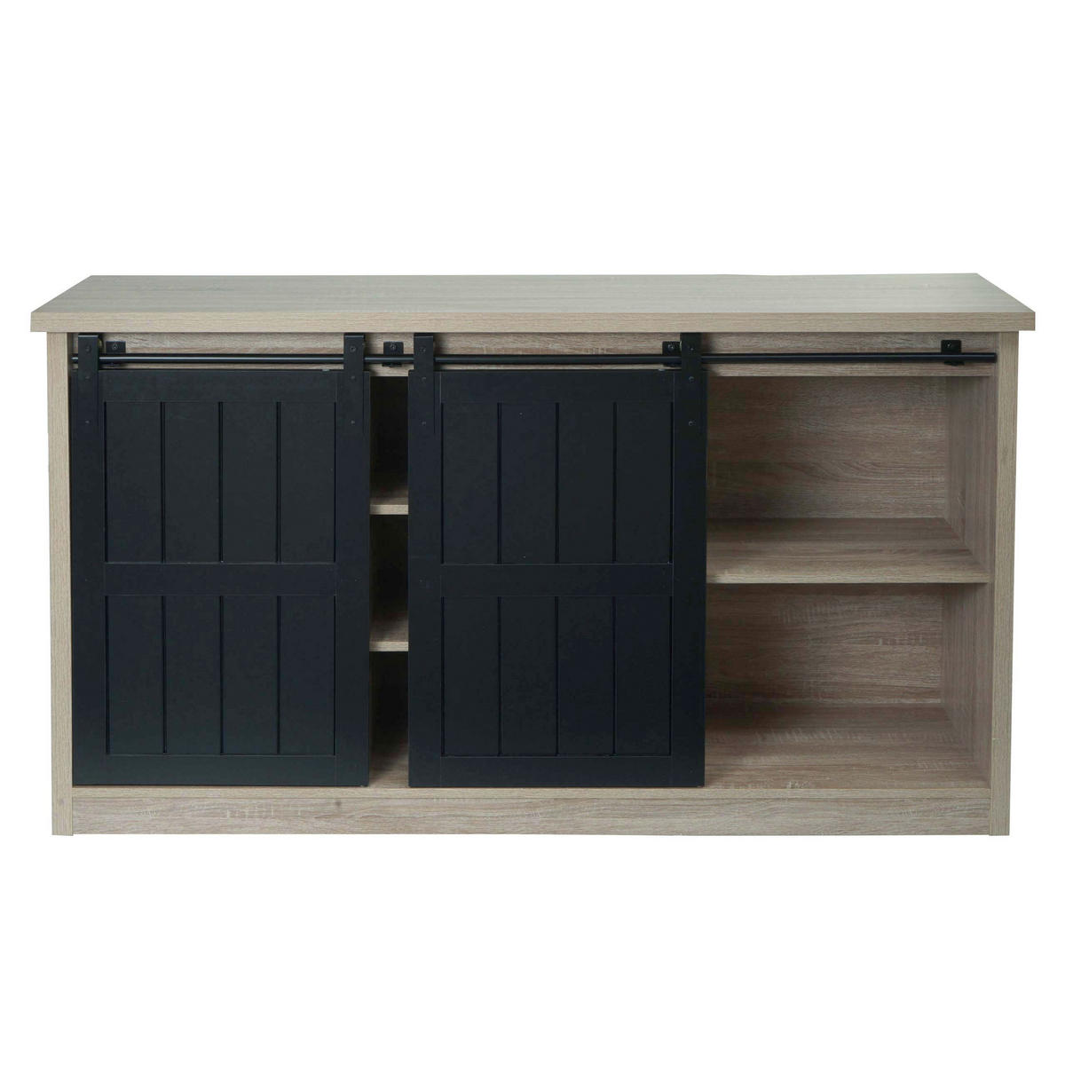 SIDEBOARD Buche Dekor, Schwarz - Buchefarben/Schwarz, Holz (150/84/40cm) - MCW