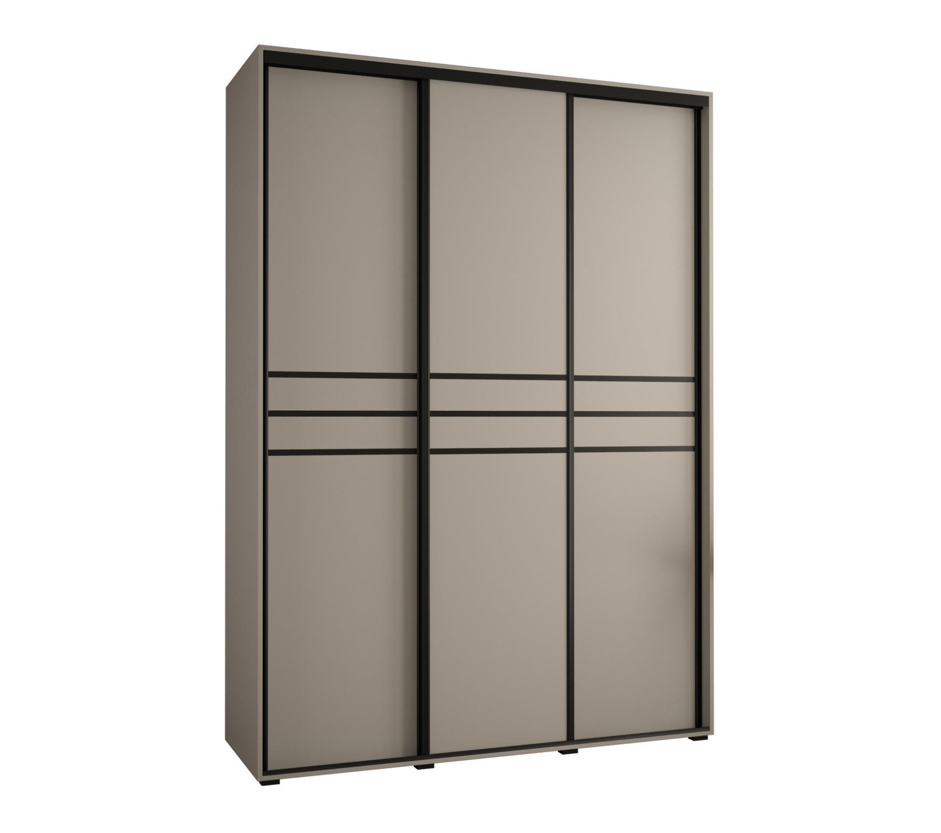 SCHWEBETÜRENSCHRANK 235,2/180/45 3-türig - Kaschmir/Schwarz, Holz/Metall (180/235.2/45cm) - MÖBEL KRYSPOL
