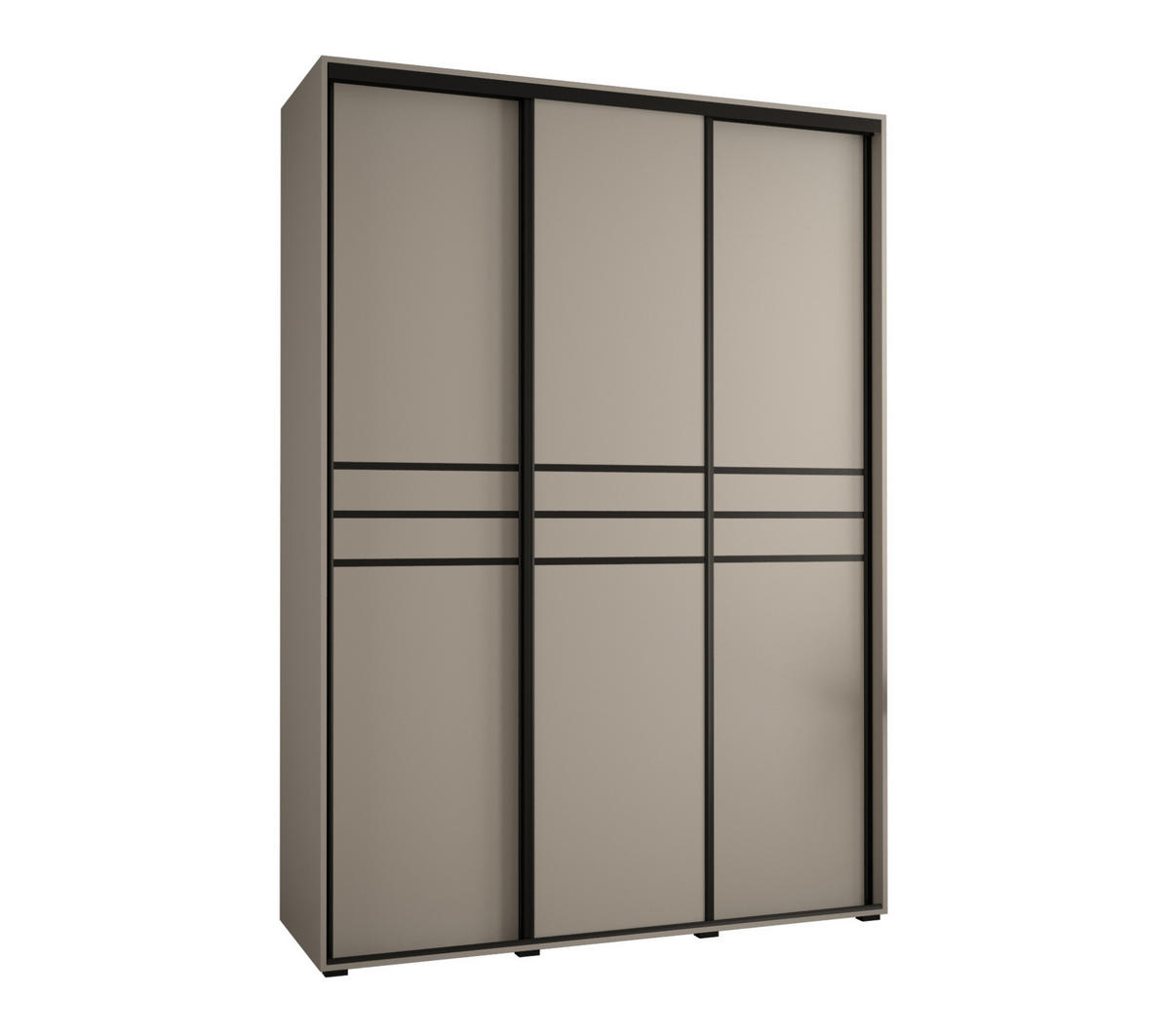 SCHWEBETÜRENSCHRANK 235,2/180/45 3-türig - Kaschmir/Schwarz, Holz/Metall (180/235.2/45cm) - MÖBEL KRYSPOL