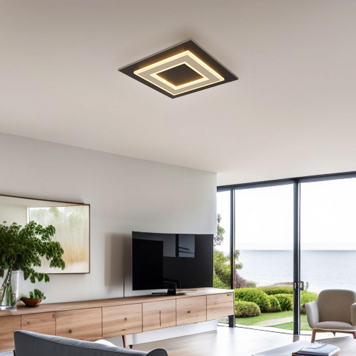 LED DECKENLEUCHTE JAYDEN Metall Grau - Grau, Metall (32/32/5.5cm) - Globo Lighting