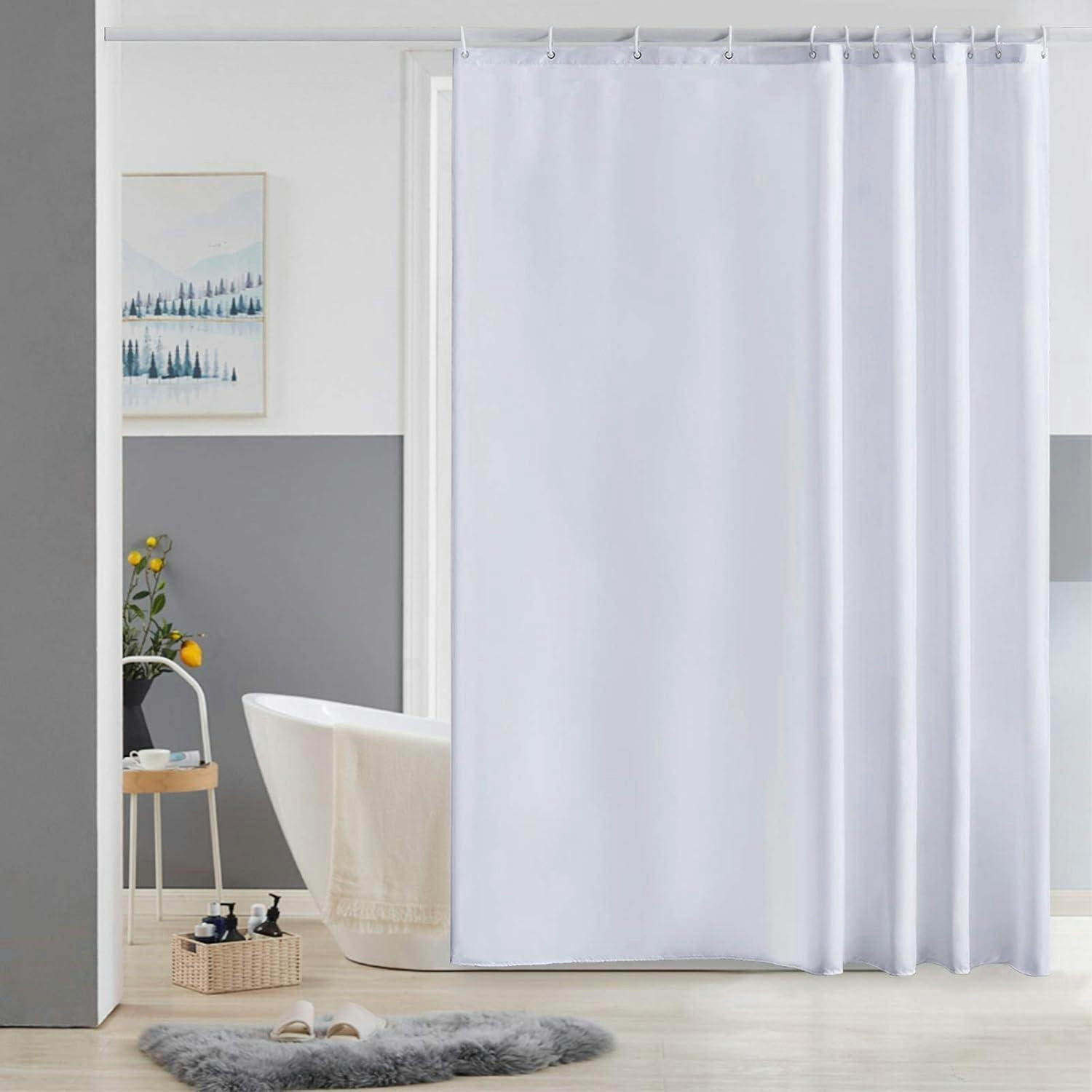 DUSCHVORHANG Weiß 180 x 180 cm Wasserdicht Anti-Schimmel - Weiß, Textil (180/180cm)