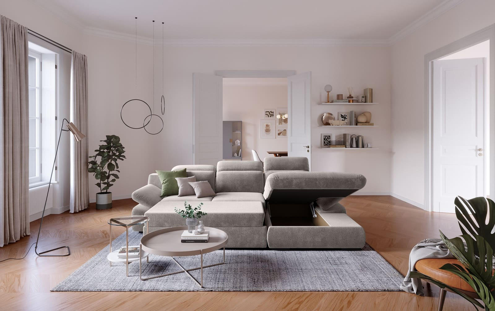 Thumbnail - Cotta Ecksofa, Taupe, Textil, Echtholz,Fichte, L-Form,L-Form, 276x168 cm, Wohnzimmer, Sofas & Couches, Wohnlandschaften,...