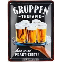BLECHSCHILD 15/20 cm Gruppentherapie Bier - Multicolor, Metall (15/20/0.5cm) - Nostalgic-Art