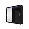 KLEIDERSCHRANK London VI, mit RGB LED Beleuchtung - Silberfarben/Schwarz, Holzwerkstoff/Kunststoff (180/215/58cm) - MIRJAN24