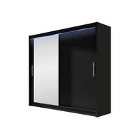 KLEIDERSCHRANK London VI, mit RGB LED Beleuchtung - Silberfarben/Schwarz, Holzwerkstoff/Kunststoff (180/215/58cm) - MIRJAN24