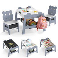 KINDERTISCH mit stuhl grau(3-tlg) - Grau, Holzwerkstoff (70/50/60.5cm) - COSTWAY