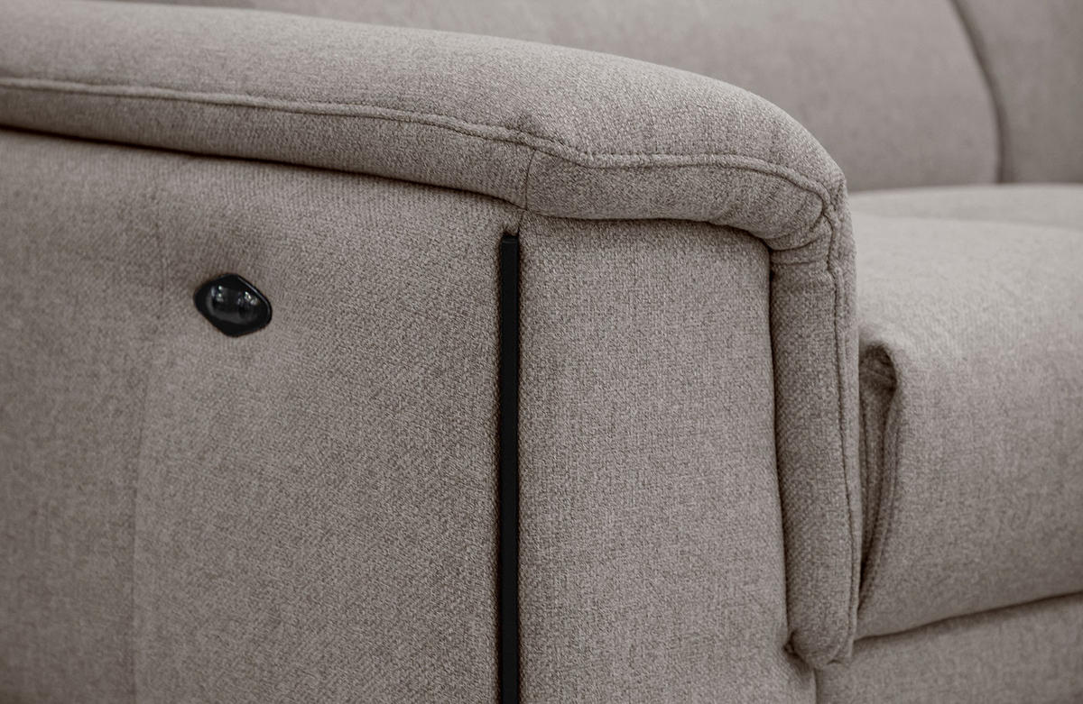 RELAXSOFA MATERA 3-Sitzer mit 2 Relaxfunktionen, taupe - Taupe/Schwarz, Holzwerkstoff/Textil (212/82/103cm) - Courtois Laville