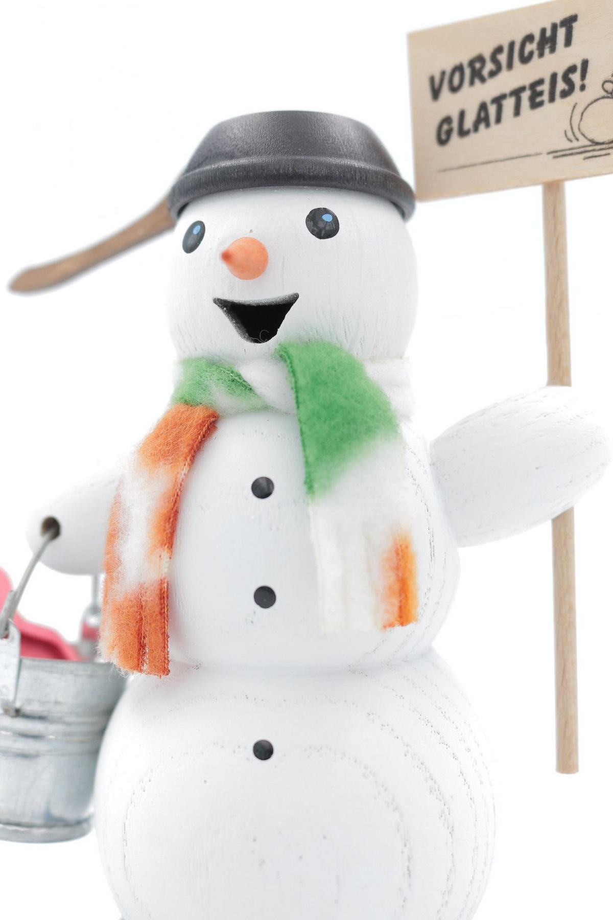 RAUCHFIGUR Schneemann "Vorsicht Glatteis" 13 cm - Multicolor, Holz (6/13/10cm)