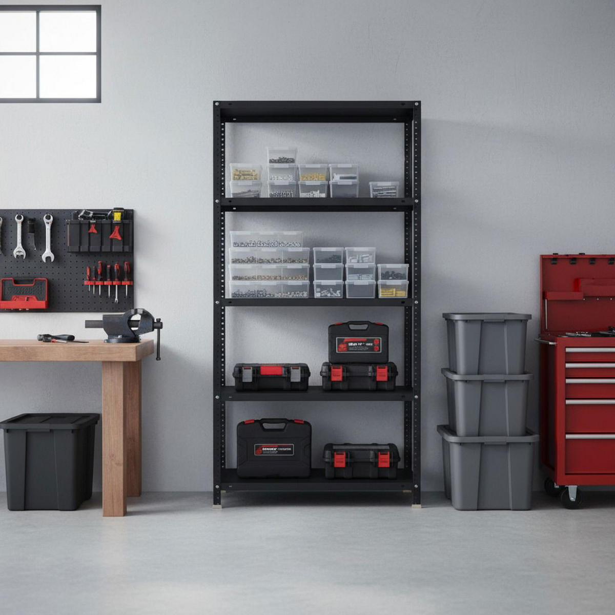 SCHRAUBREGAL PANDA | HxBxT 180x90x40cm | 5 Fachböden | Fachlast 100kg | Anthrazit - Anthrazit, Metall (90/180/40cm) - PROREGAL