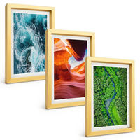 BILDER SET 3er Set - 20x30 cm Goldrahmen - Wasserbewegung Canyon grüner Wald - Goldfarben, Kunststoff (20/30cm) - TULUP