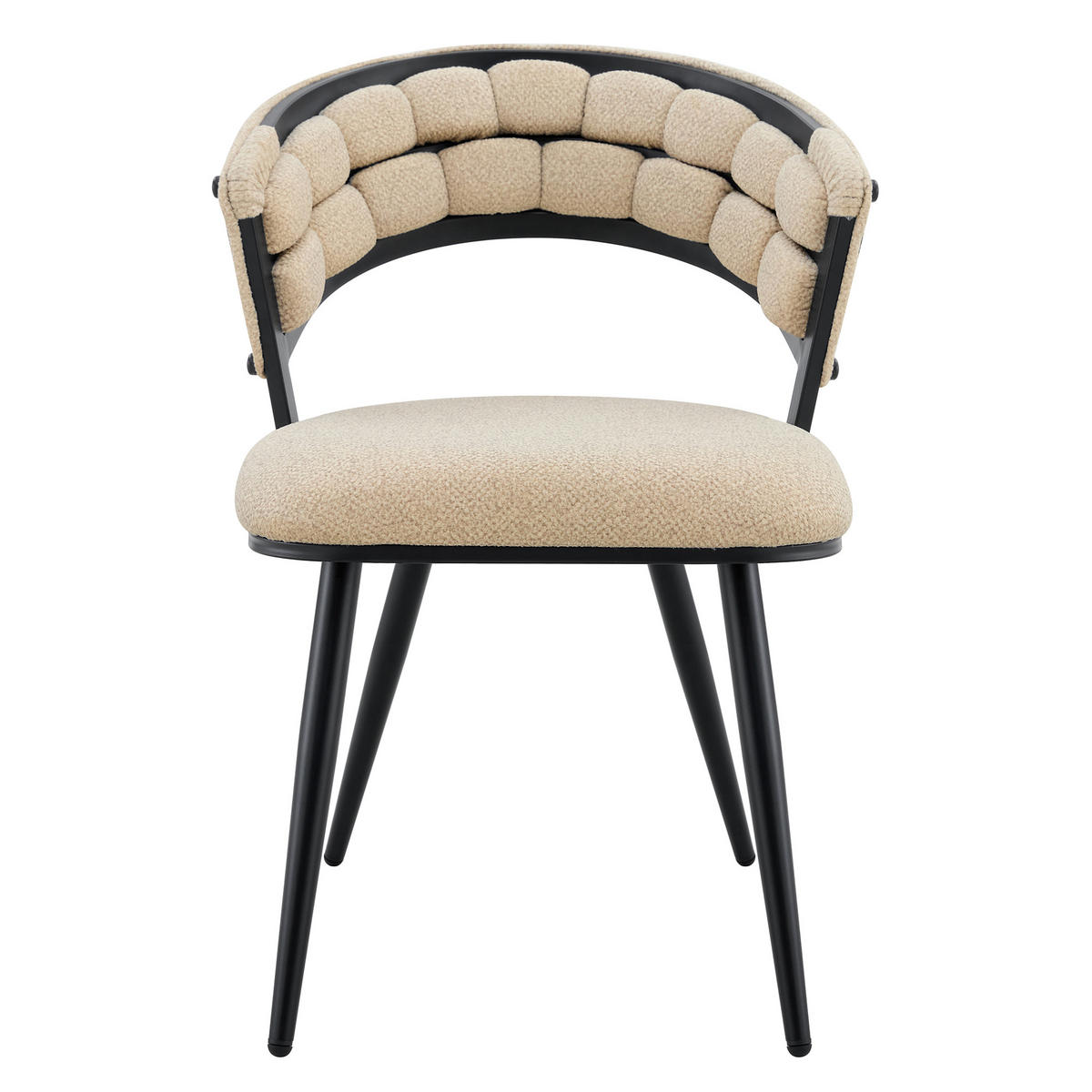 ARMLEHNSTUHL-SET DE-36781 4 Stück mit Samtbezug und schwarzen Metallbeinen Beige - Beige, Metall (57/78/64cm) - ComfortXL