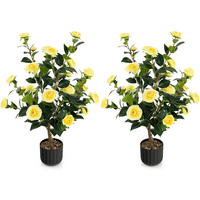 KAMELIENBAUM Gelb(2er-Set) - Gelb, Kunststoff (95cm) - COSTWAY