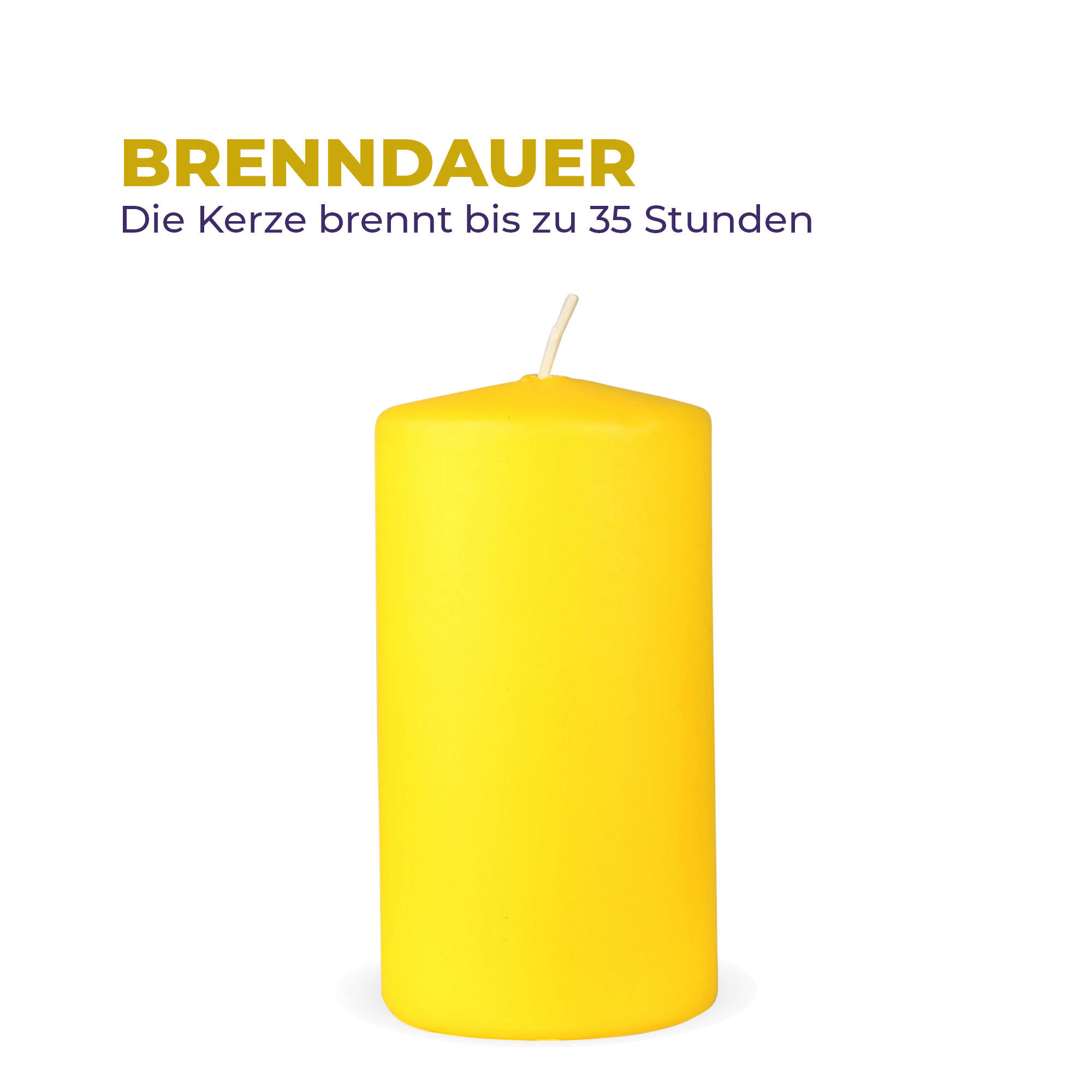 STUMPENKERZEN "Gelb", Größe Ø7cm x Höhe: 12 cm - Hellgelb, Naturmaterialien (7/12cm) - HS Candle