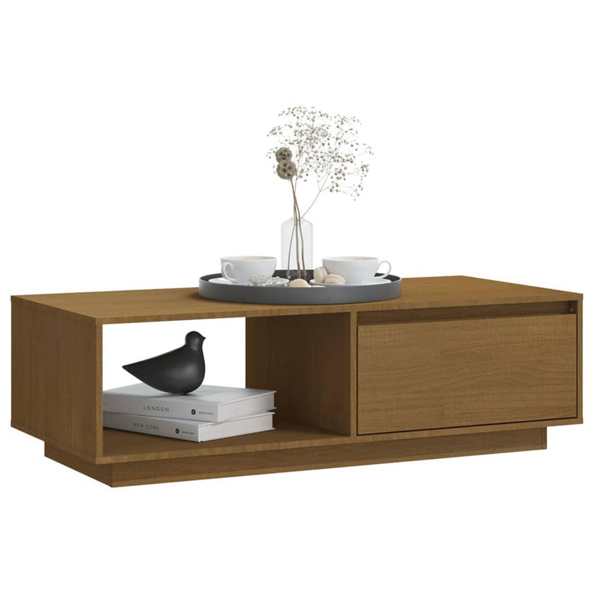 COUCHTISCH Honigbraun 110x50x33,5 cm Massivholz Kiefer - Braun, Holz (110/50/33.5cm) - furnicato