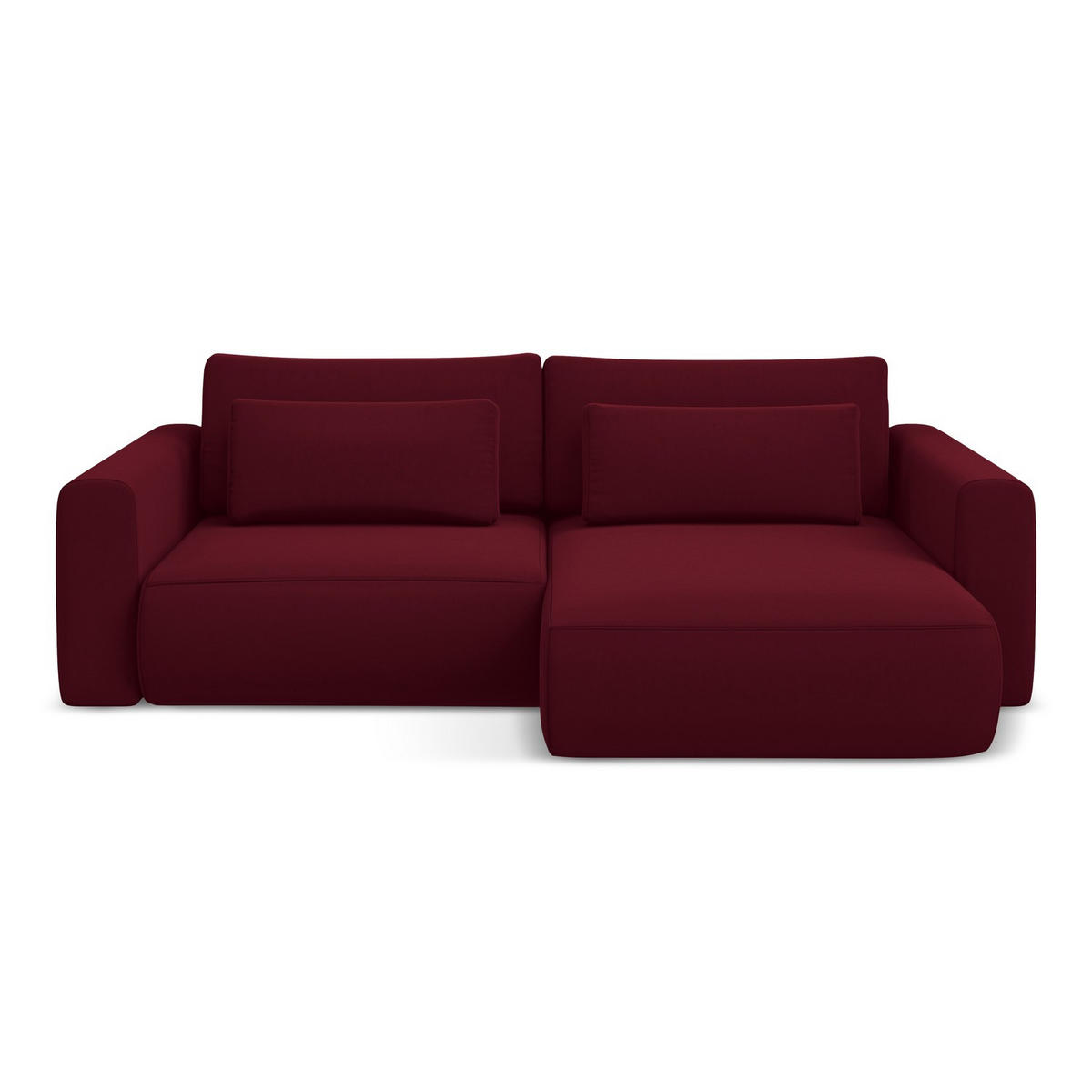 ECKSOFA mit Schlaffunktion Samt Stoff Rot - Bordeaux/Rot, Kunststoff/Textil (240/149cm) - LaMiaSofa