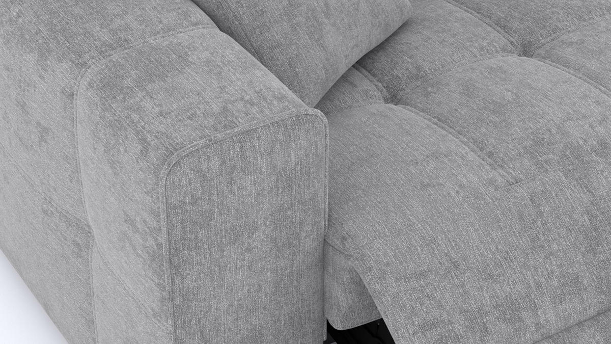 SOFA QUARTZ 3-Sitzer mit 2 Relaxfunktionen, grau - Silberfarben/Grau, Holzwerkstoff/Textil (204/80/102cm) - Courtois Laville