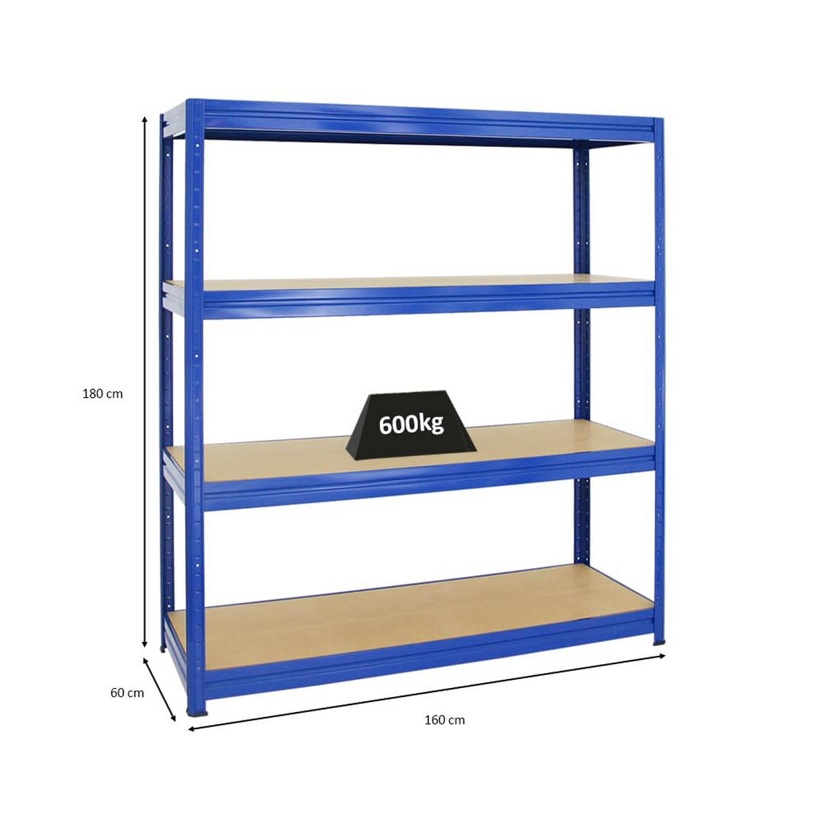 SCHWERLASTREGAL Dino 180x160x60 cm Fachlast 600 kg Blau - Blau, Metall (160/180/60cm) - PROREGAL