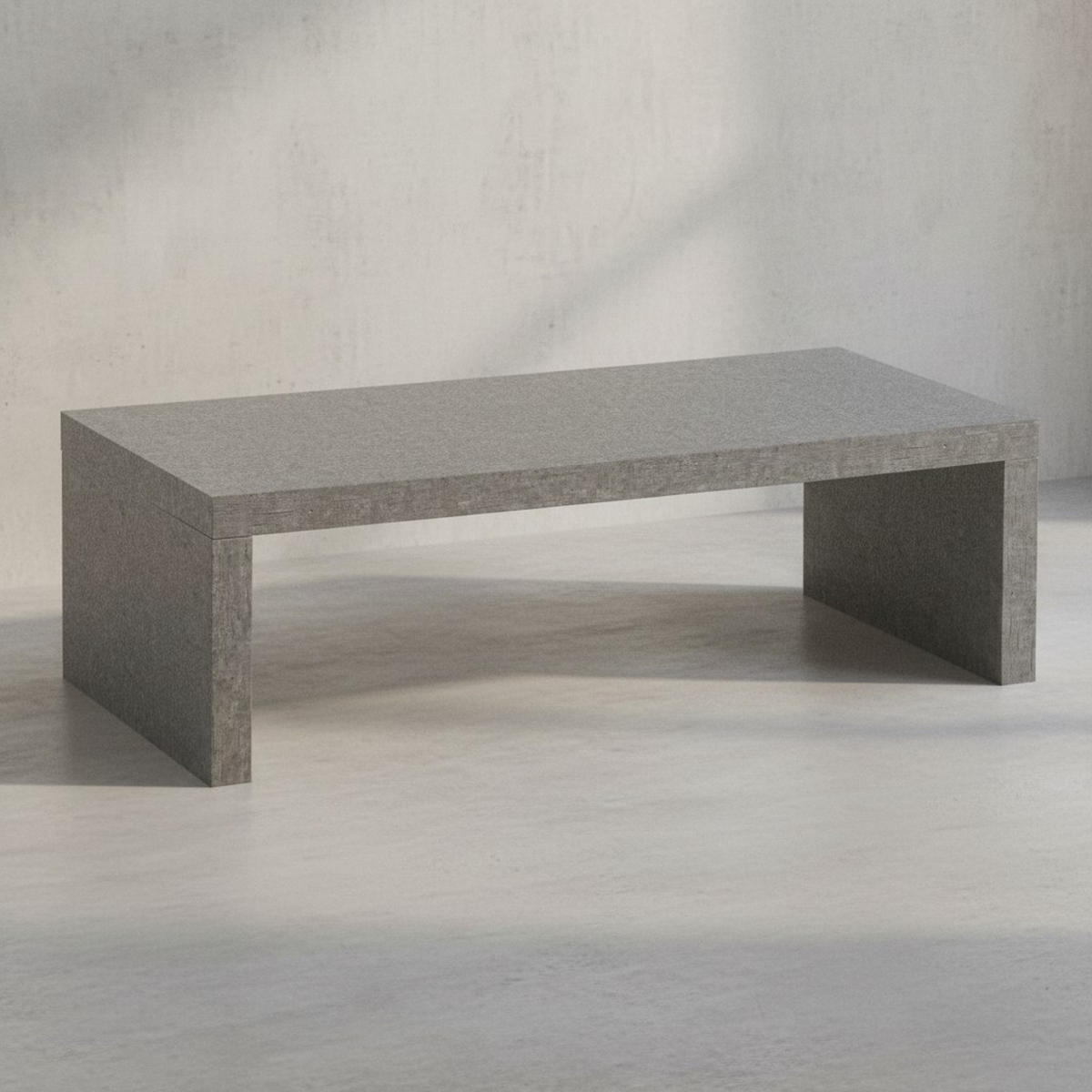 COUCHTISCH in Beton-Optik, zeitloses Design, rechteckig, schlicht, Grau 110x55x35 cm - Grau, Holzwerkstoff (55/110/35cm) - KADIMA DESIGN
