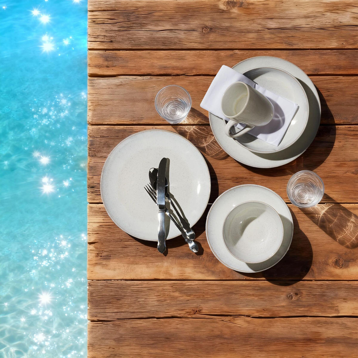 KOMBISERVICE Mare, ineinander stapelbar, grau - Grau, Keramik (26.5/2.5/26.5cm) - tectake