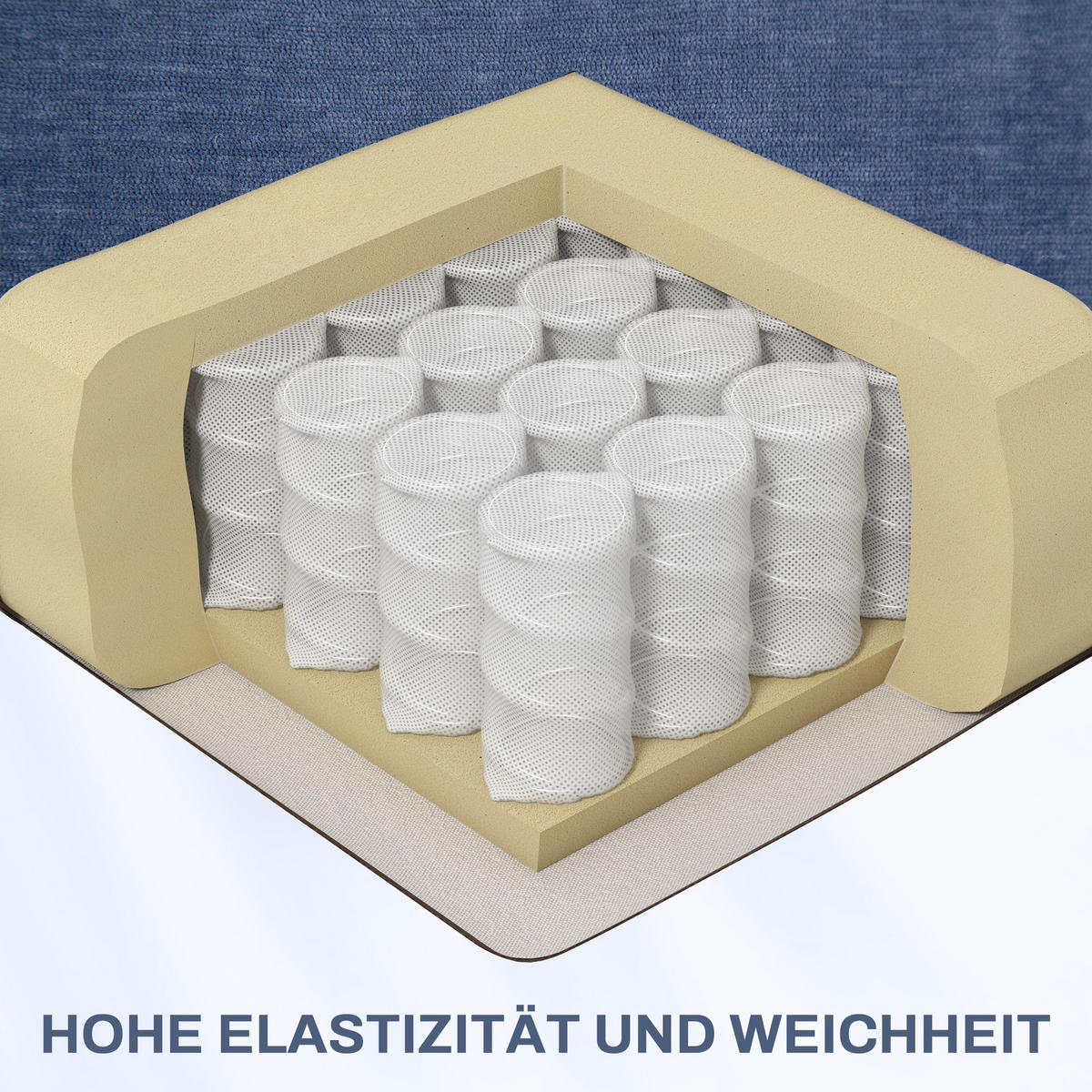 RELAXSESSEL mit Massagefunktion, Elektrisch Fernsehsessel mit Wärmfunktion - Blau/Schwarz, Textil/Metall (90/98/98cm) - HOMCOM