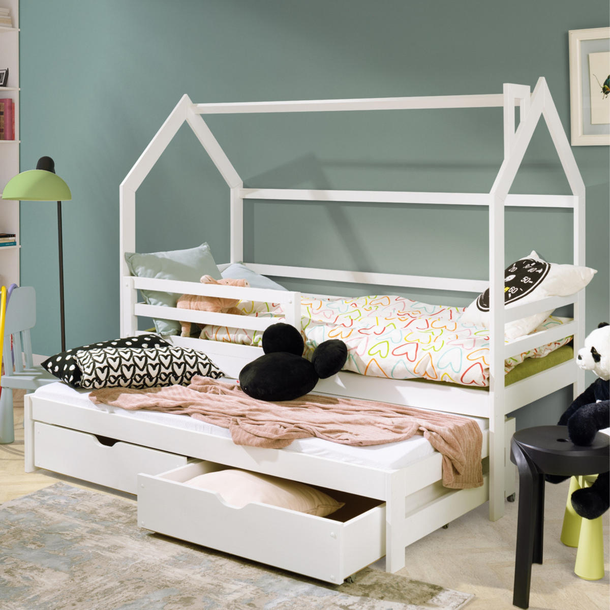 HAUSBETT 90x200 cm in weiß - Weiß, Holz (90/167/200cm) - Kids Collective
