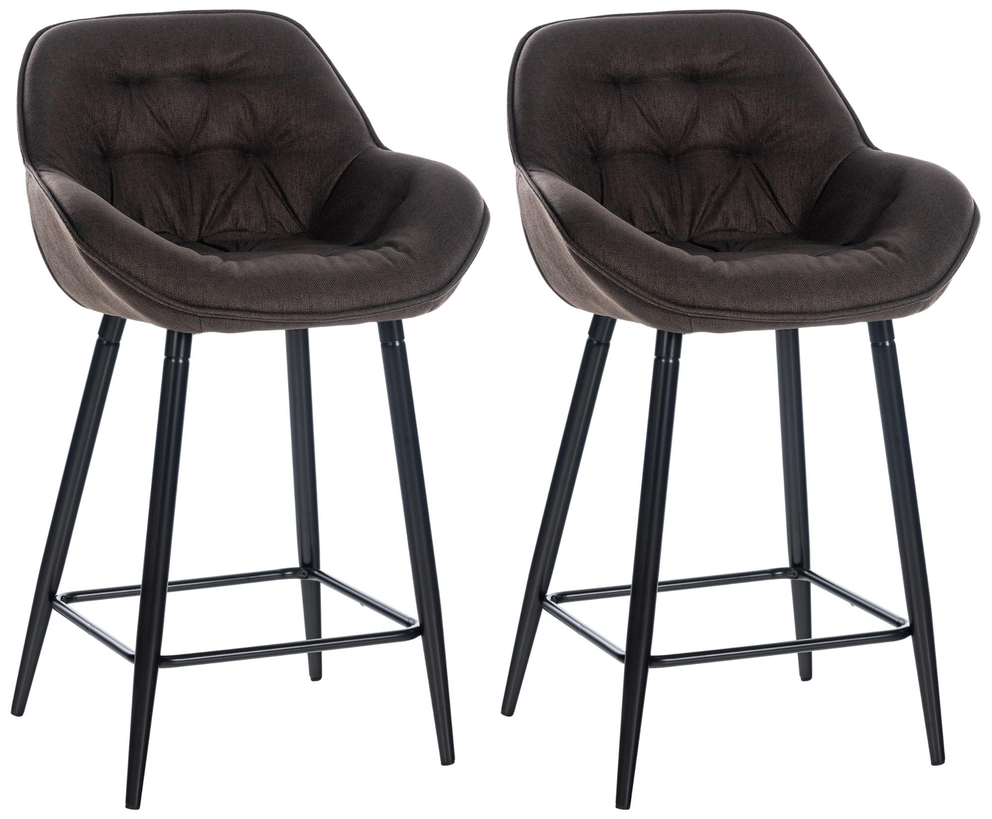 BARHOCKER 2er Set Stoff braun - Schwarz/Braun, Textil/Metall (54/93.5/57.5cm) - CLP