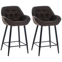 BARHOCKER 2er Set Stoff braun - Schwarz/Braun, Textil/Metall (54/93.5/57.5cm) - CLP