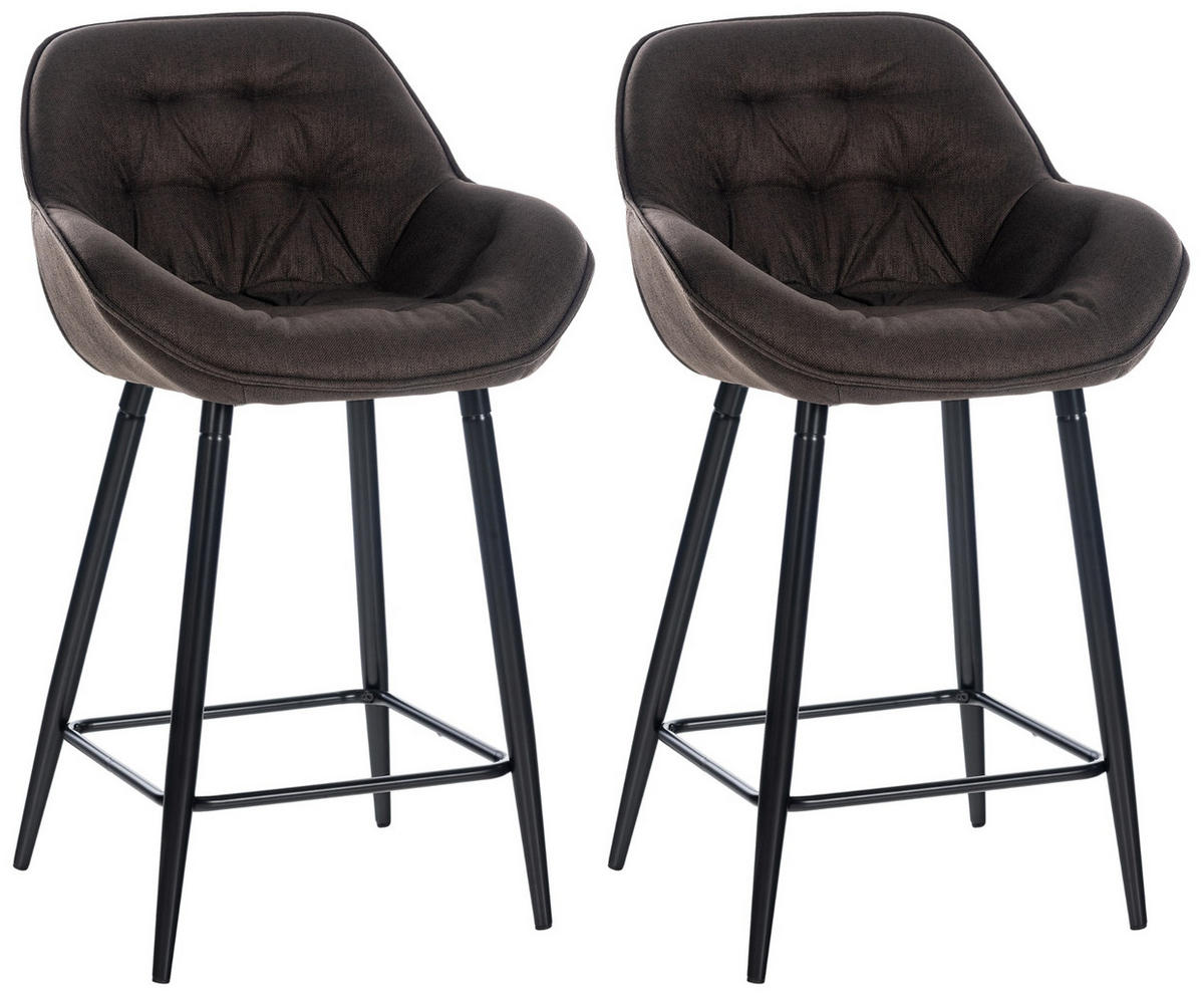 BARHOCKER 2er Set Stoff braun - Schwarz/Braun, Textil/Metall (54/93.5/57.5cm) - CLP