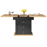 ESSTISCH Ausziehbarer aus MDF mit Stauraum & Klapptür, 110–140/80/75 cm, Schwarz/Natur - Schwarz, Holzwerkstoff (110/80/75cm) - Redom