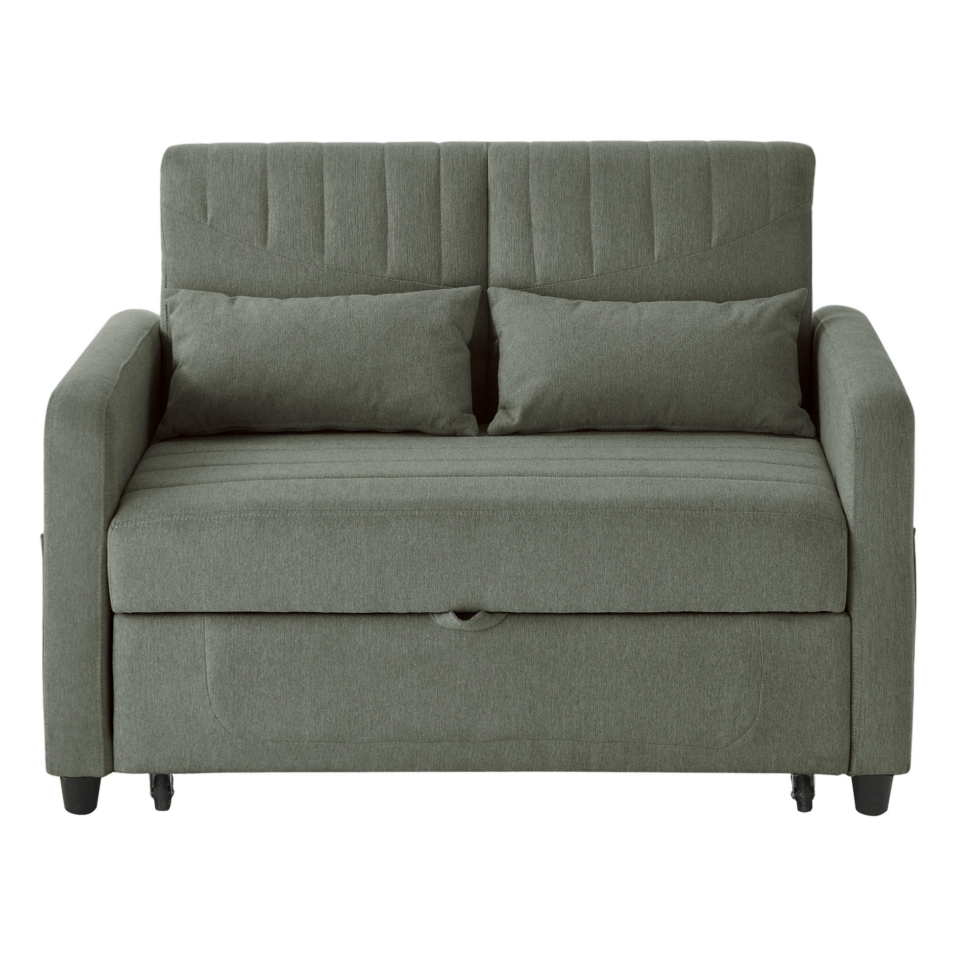SCHLAFSOFA mit Liegefläche 95/166 cm – 3-fach verstellbar - Olivgrün, Textil (77/82.5/114cm) - BEAOK