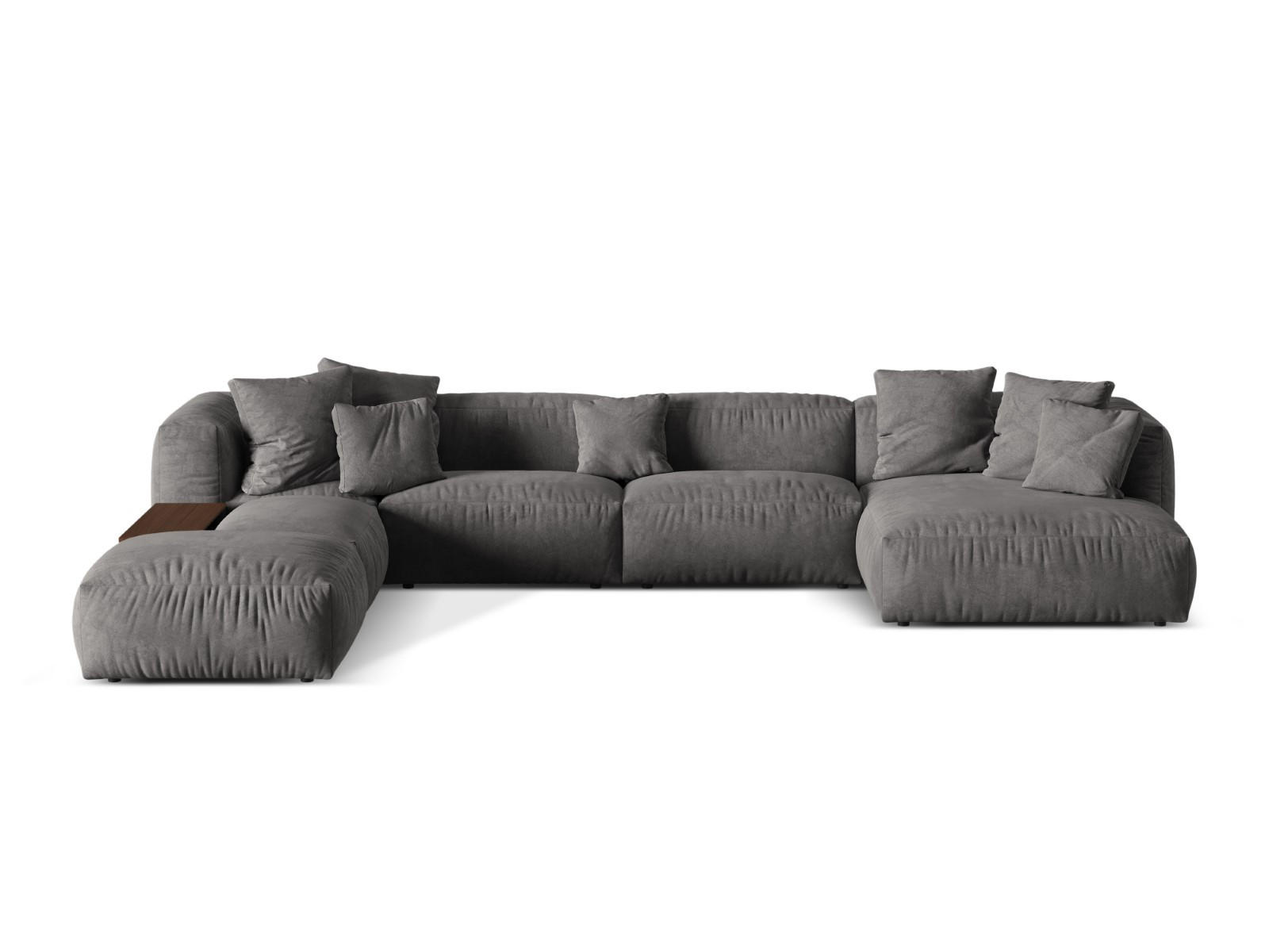 PANORAMASOFA modular links Martina aus Samt grau 5 Sitzplätze - Grau, Textil (280/75/406cm) - Micadoni